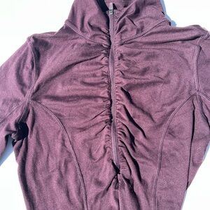 90 Degree By Reflex Ruched Front Zip Hoodie in Plum